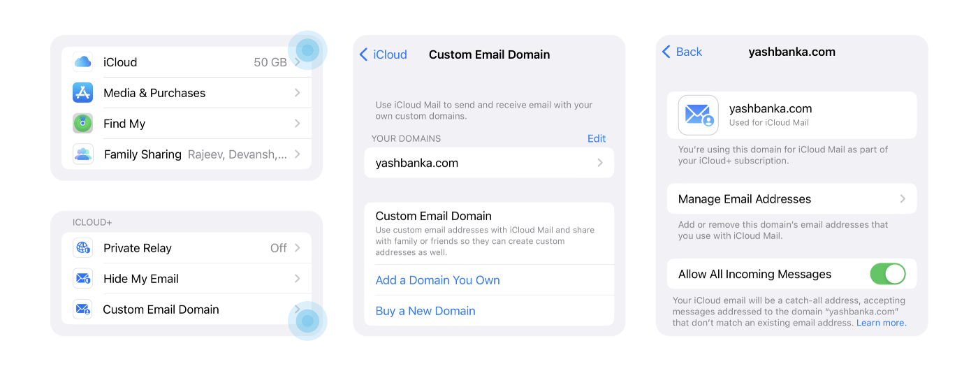 iCloud+ Custom Email Domains - by Yash Banka