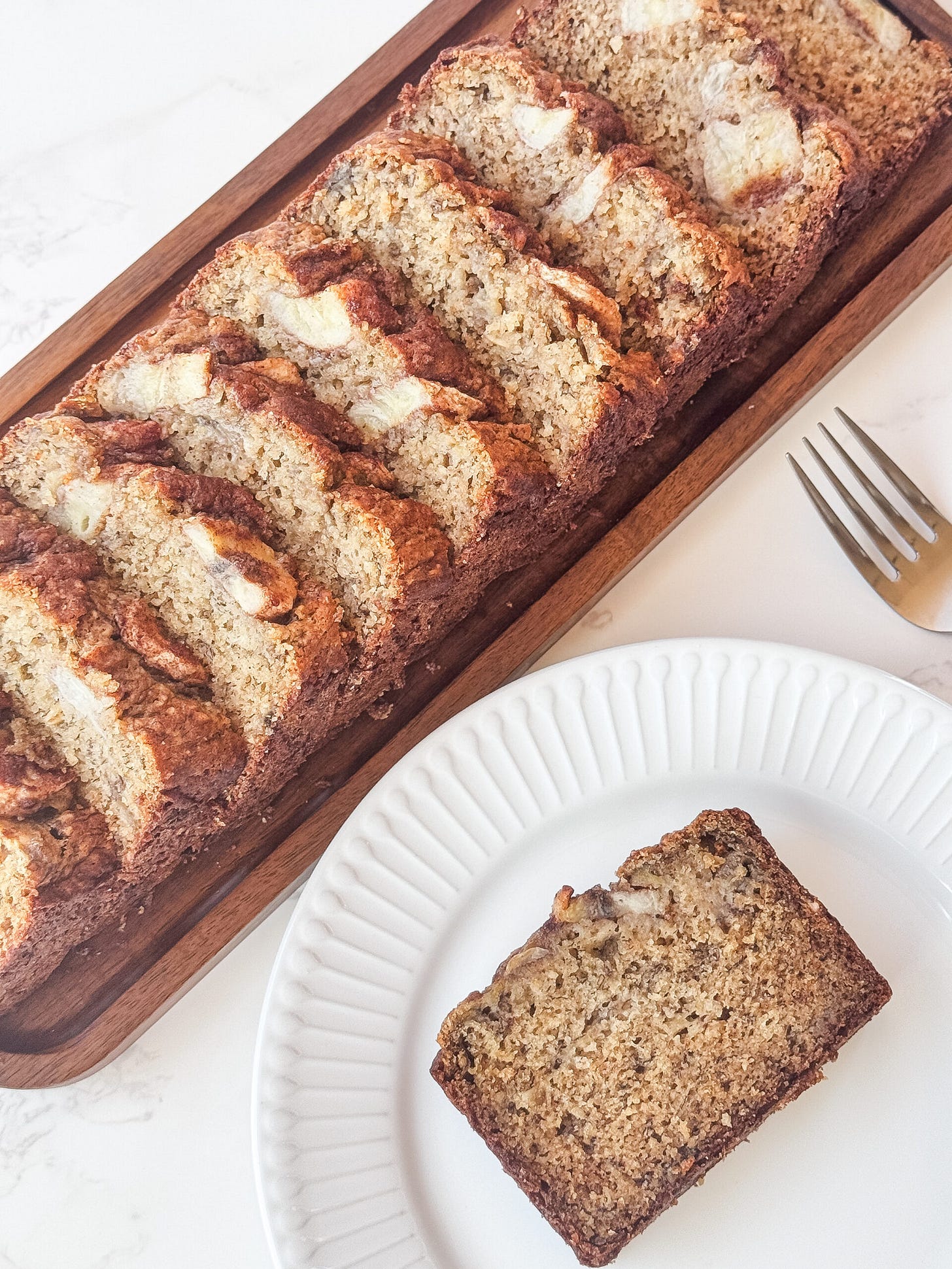 sliced banana bread