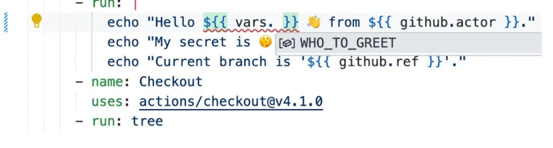 Figure 2.6 – Autocomplete knows all your secrets and variables