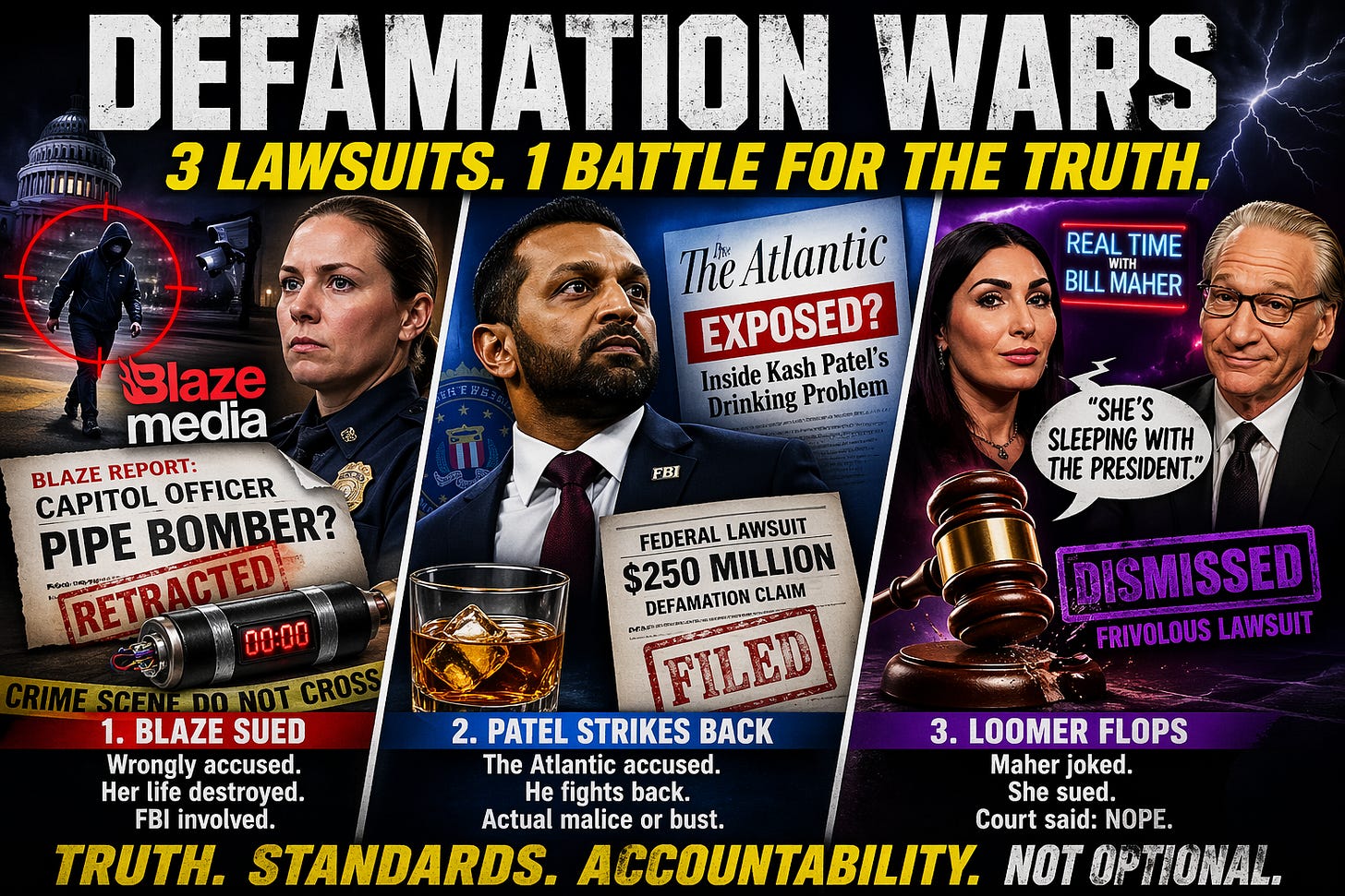 Defamation Wars Erupt: Blaze, Patel, and Loomer lawsuits expose the legal limits of journalism, satire, and free speech in today's media.