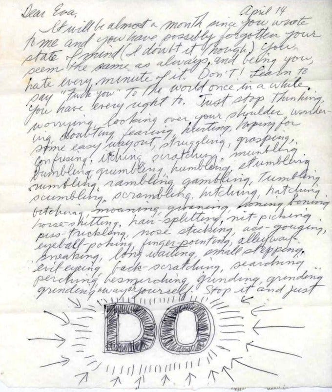 Page 1 of LeWitt's letter to Hesse (courtesy of The LeWitt Collection) 