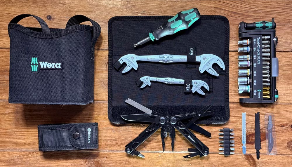 Some tools spread out on the table. Some tools spread out on the table.