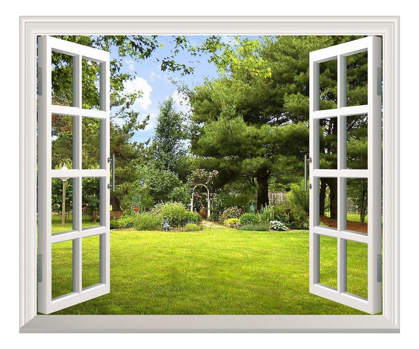 Removable Wall Sticker/Wall Mural -Beautiful Garden View Out of The Open  Window Creative Wall Decor - 24"x32" - Walmart.com - Walmart.com