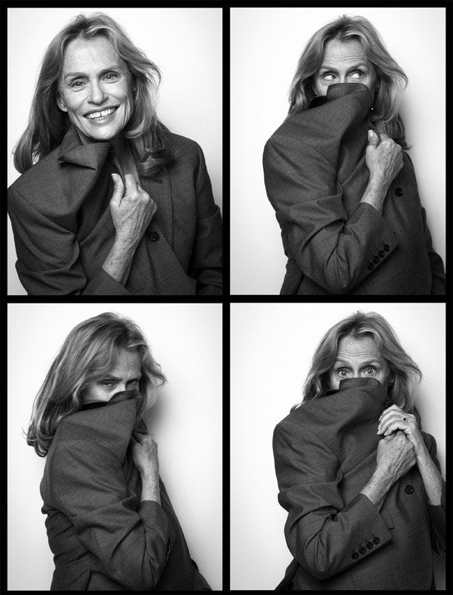 This may contain: four photos of a woman covering her face with a scarf over her mouth and smiling This may contain: four photos of a woman covering her face with a scarf over her mouth and smiling