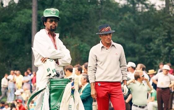 🌺⛳️ Chi Chi Rodriguez and his caddie at the 1975 Masters is one of golf's all time greatest photographs... Have golf outfits lost their way recently 🤔 🌺⛳️ Chi Chi Rodriguez and his caddie at the 1975 Masters is one of golf's all time greatest photographs... Have golf outfits lost their way recently 🤔