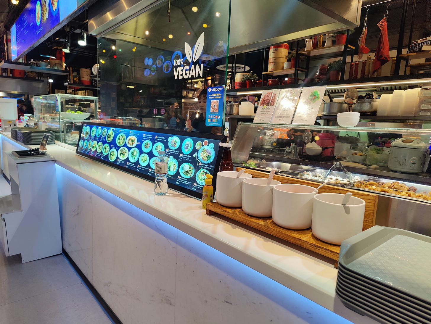 outside the vegan mall stand