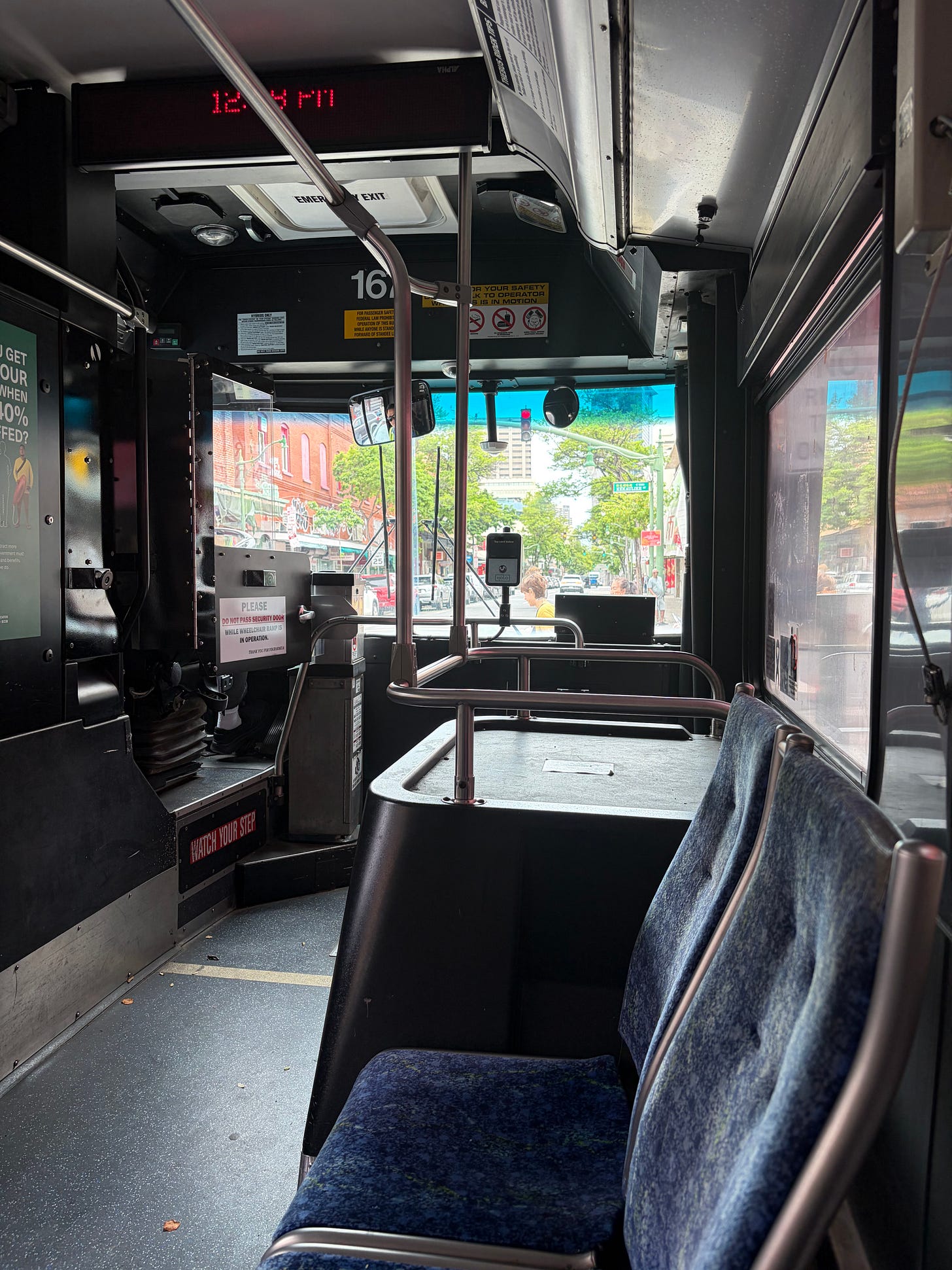 On board a Honolulu bus.