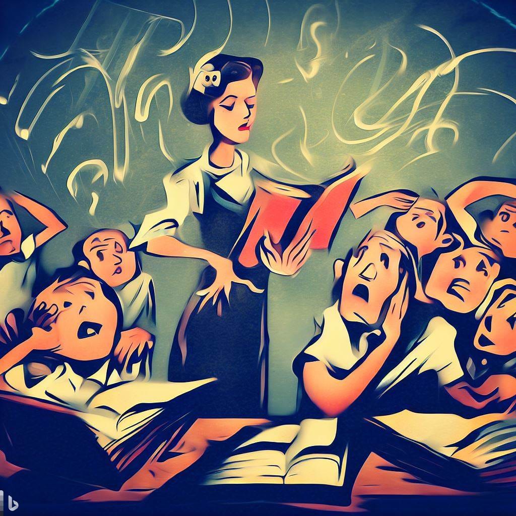 Una maestra lee a sus alumnos Una maestra lee a sus alumnos