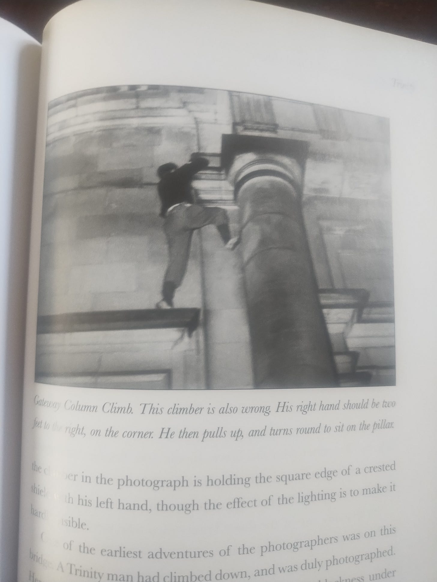 Trinity College Gateway Column Climb. Photo courtesy of the author.