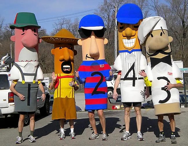 The five Famous Racing Sausages.