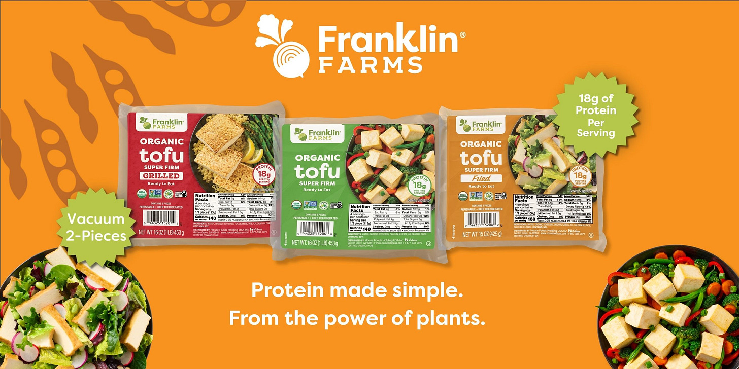 Franklin Farms super firm organic tofu.