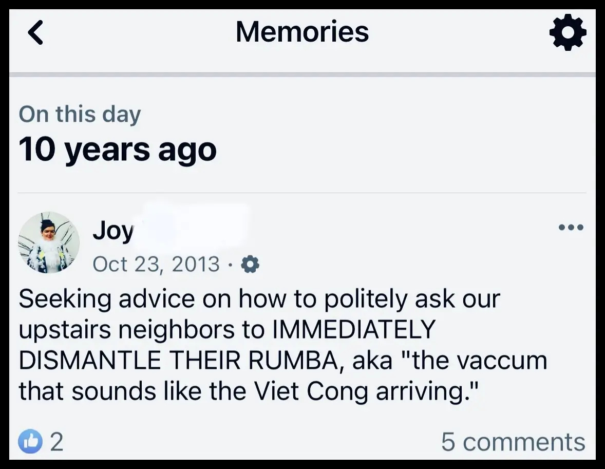 A Facebook update that shows how much I used to whine. 