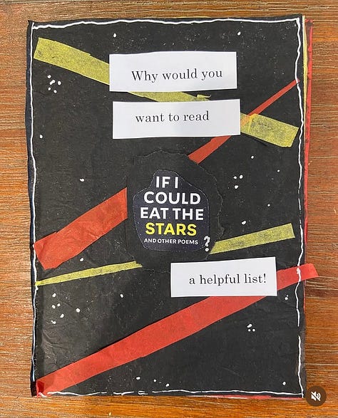 The pages of a zine made with tissue paper, strips of white paper with words typed on them and markers