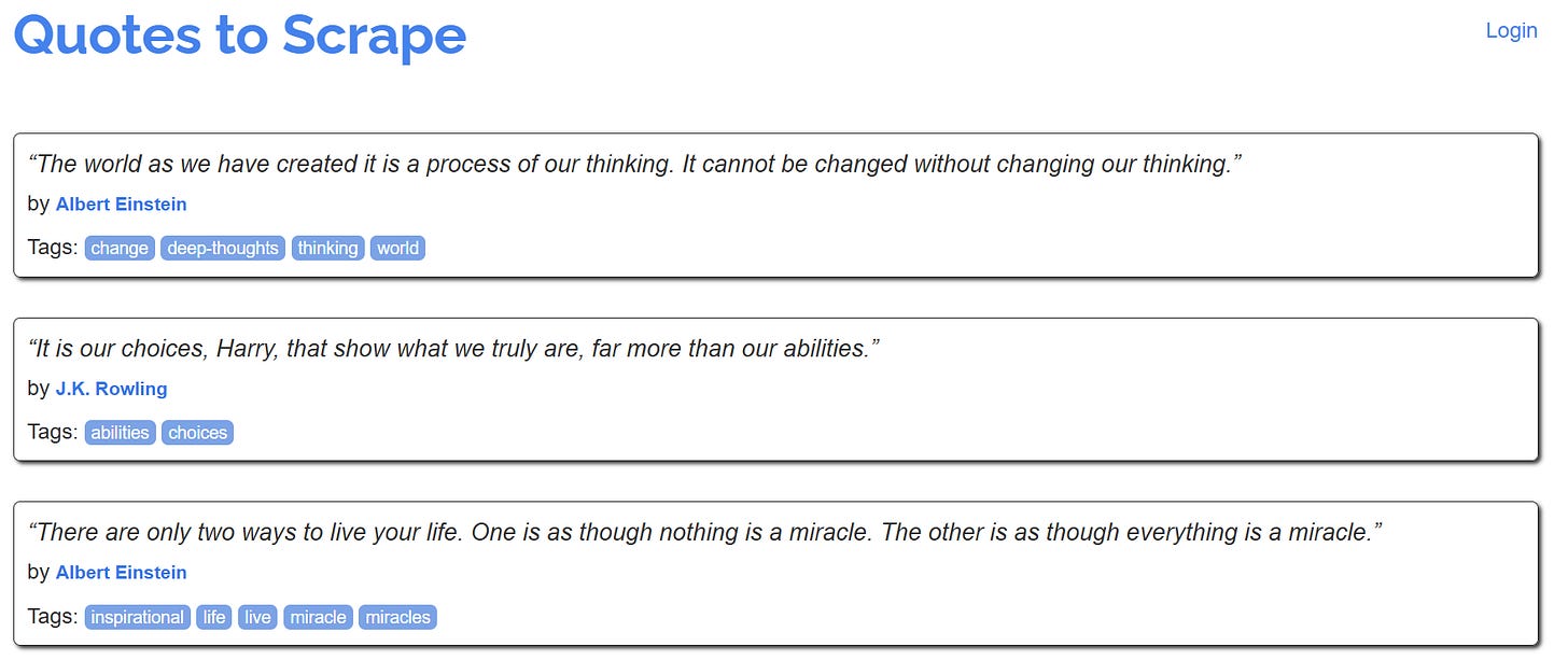 Quotes to scrape dynamically rendered by Federico Trotta Quotes to scrape dynamically rendered by Federico Trotta