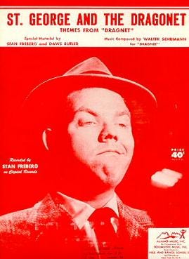 Sheet music for the novelty record “St. George and the Dragonet,” which actually employed the theme music for the show by Walter Schumann. 