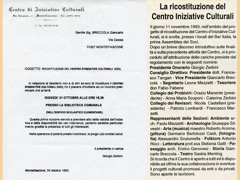 Convocazione di un incontro preliminare alla ricostituzione del CIC nel 1993
