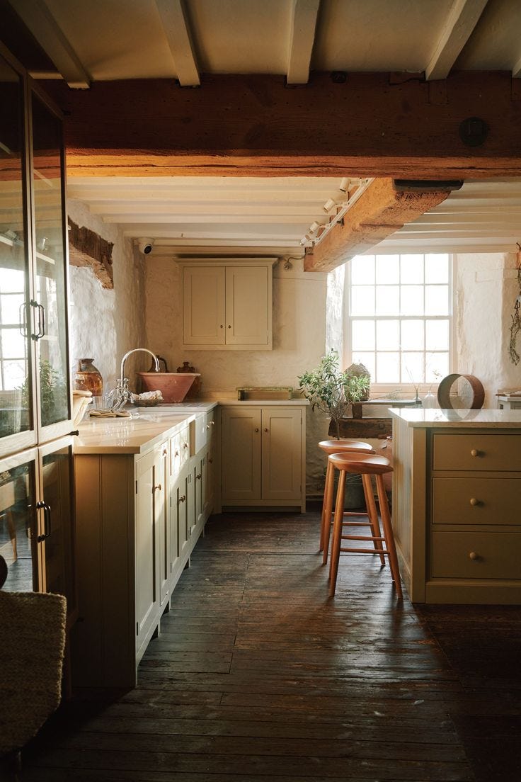This may contain: the kitchen is clean and ready for us to use