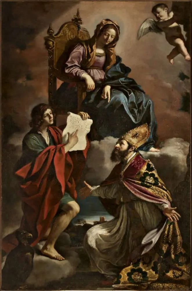 Giovanni Francesco Guercino. Madonna with the saints John the Evangelist and Gregory the Wonderworker Giovanni Francesco Guercino. Madonna with the saints John the Evangelist and Gregory the Wonderworker