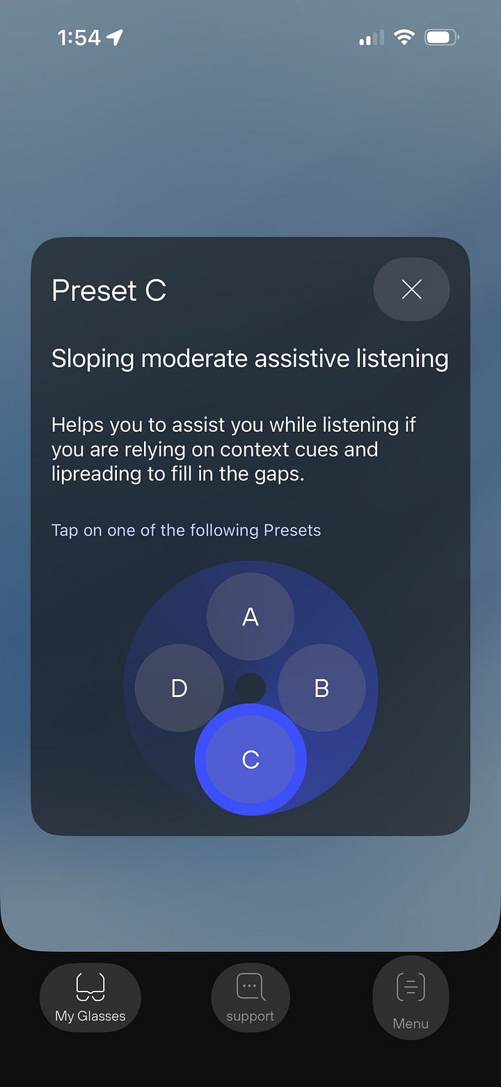 Screenshots from the Nuance Audio app for iOS.