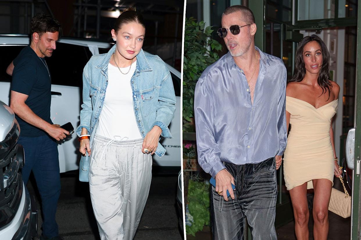 Brad Pitt, Ines de Ramon and Gigi Hadid, Bradley Cooper go on casual double  date at NYC steakhouse