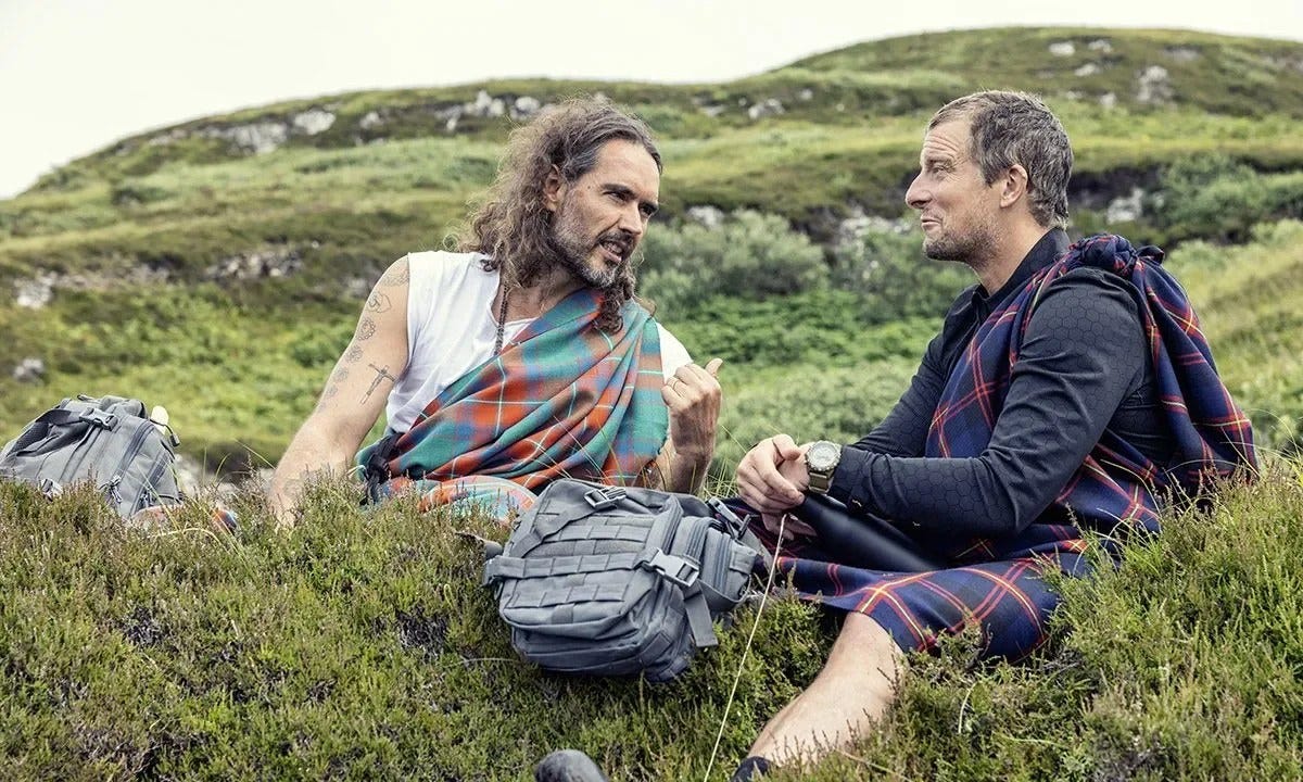 Bear Grylls Helped Baptize Russell Brand In The River Thames