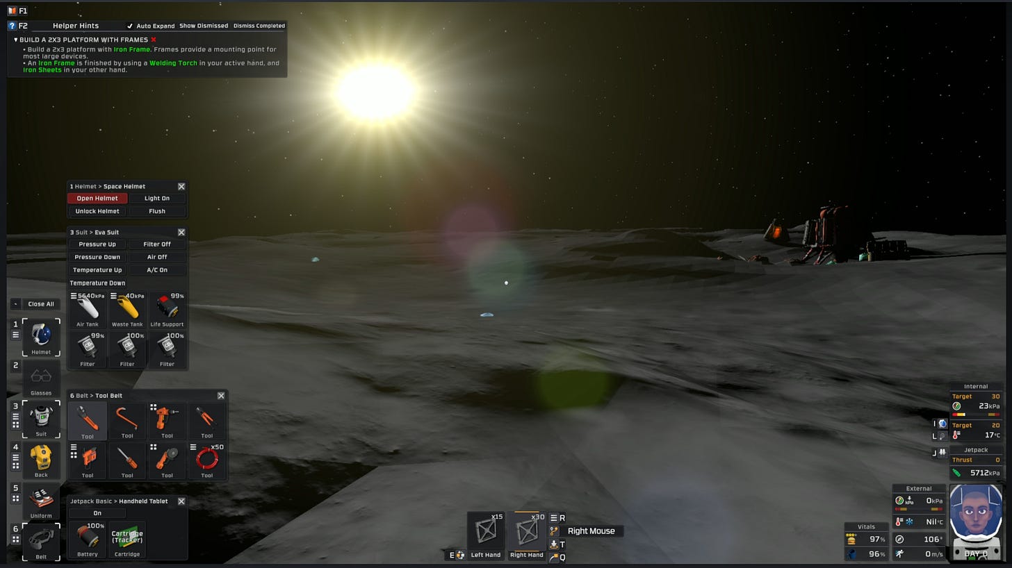 View of selected base site showing level terrain and proximity to terrain features.