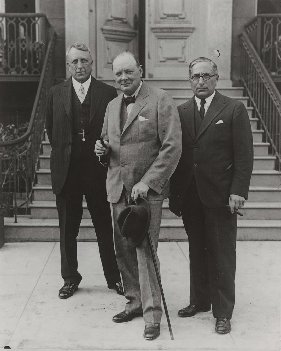 British MP & future Prime Minister Winston Churchill with newspaper magnate William Randolph Hearst & MGM studio head Louis B. Mayer, 1930. British MP & future Prime Minister Winston Churchill with newspaper magnate William Randolph Hearst & MGM studio head Louis B. Mayer, 1930.