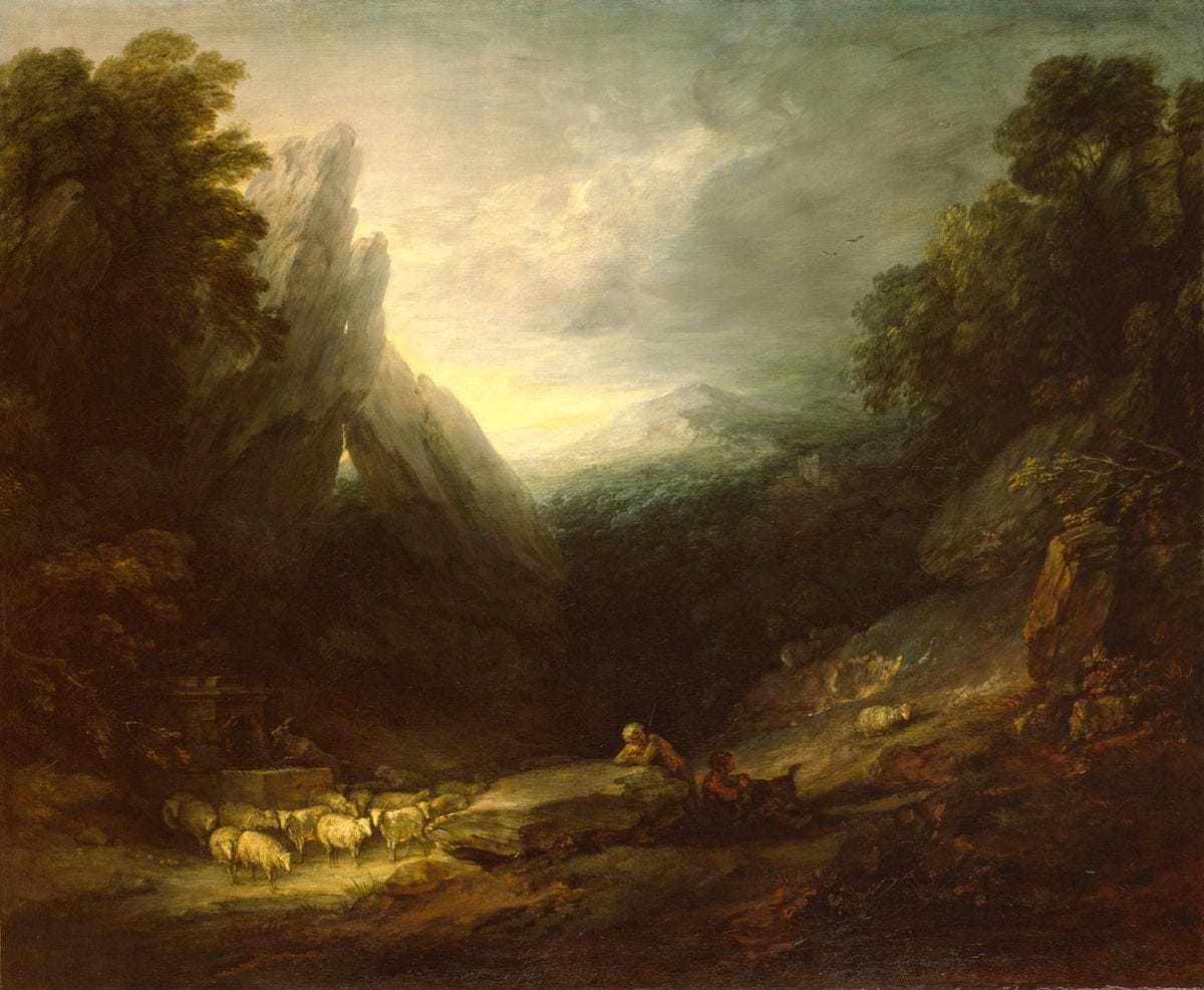 Thomas Gainsborough RA, Romantic Landscape with Sheep at a Spring Thomas Gainsborough RA, Romantic Landscape with Sheep at a Spring