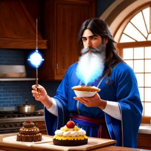 Male Wizard eating Boston Cream Pie Male Wizard eating Boston Cream Pie