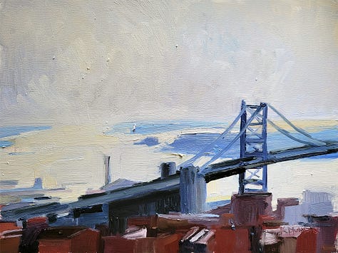 group of landscape paintings of Philadelphia and Maine