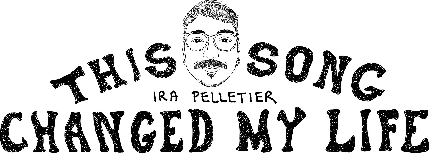 This Song Changed My Life logo featuring hand-drawn portrait illustration of contributor Ira Pelletier. This Song Changed My Life logo featuring hand-drawn portrait illustration of contributor Ira Pelletier.