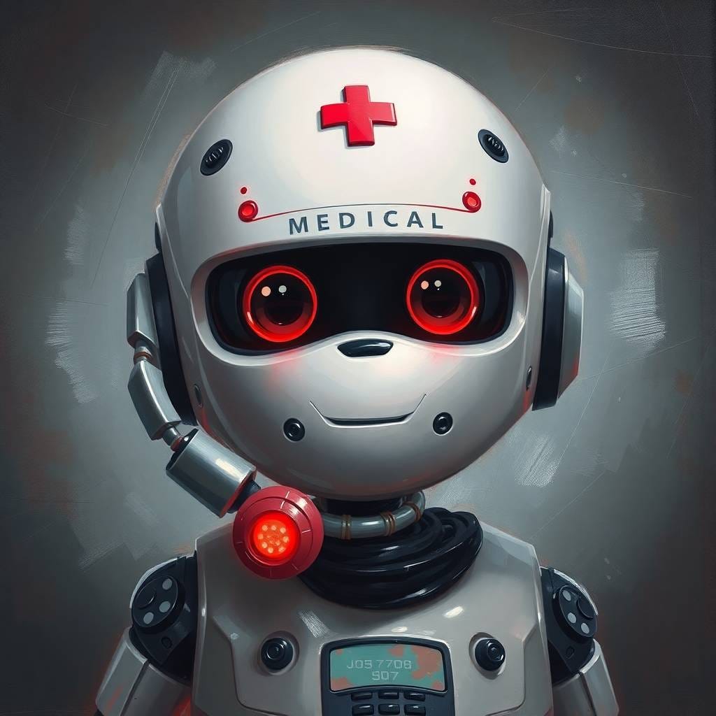 A cute medical-looking chatbot answering emergency calls.