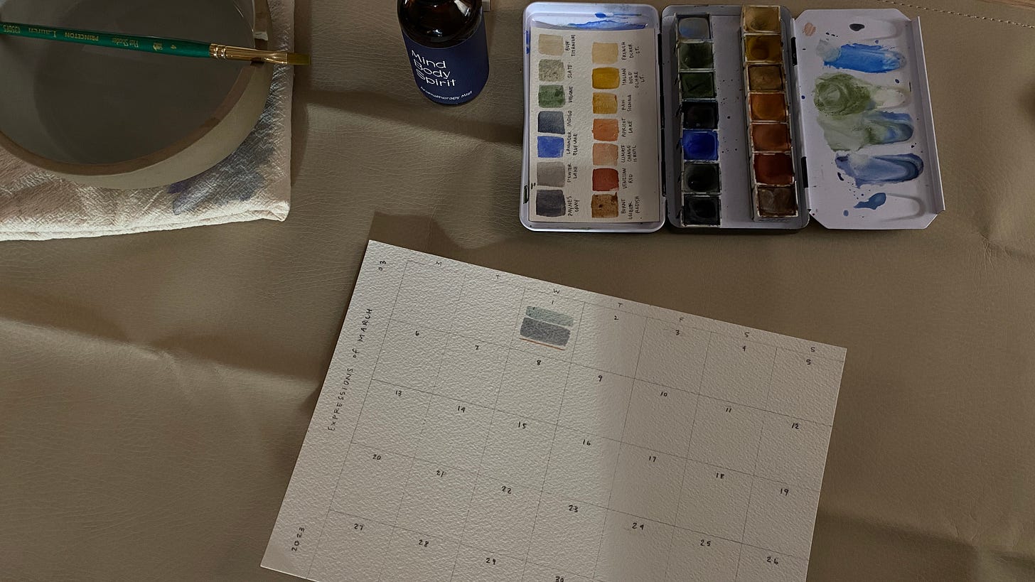Watercolor paper grid and Case for Making Watercolor palette 
