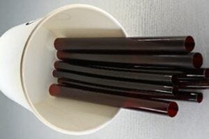 These new bioplastic straws made using potato starch and lignin are strong in water but still biodegrade.