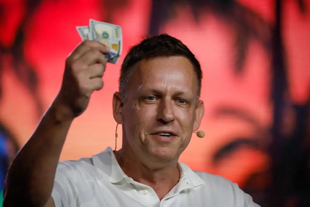 Peter Thiel co-founded Dialog with Auren Hoffman back in 2006, with the secret society remaining unpenetrable until now (Eva Marie Uzcategui/Bloomberg via Getty Images)