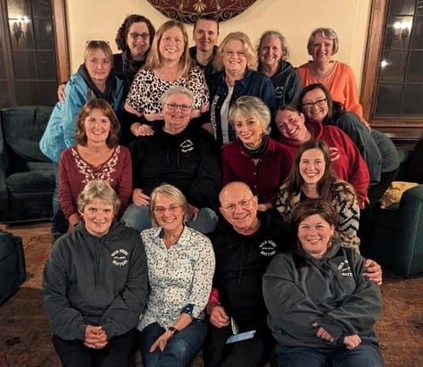 pictures of author with her friends in groups