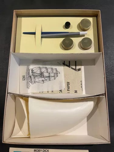 1970's Vintage Crafts By Whiting Moby Dick Scrimshaw Kit in Open Box - Picture 3 of 3
