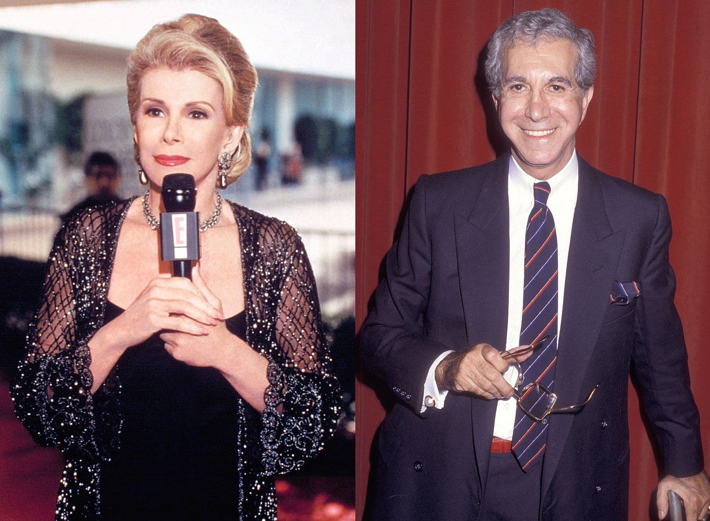Image may contain Joan Rivers Accessories Formal Wear Tie Adult Person Electrical Device Microphone and Fashion