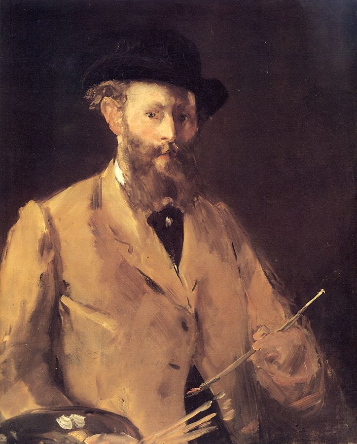 Self portrait of Edouard Manet holding a palette