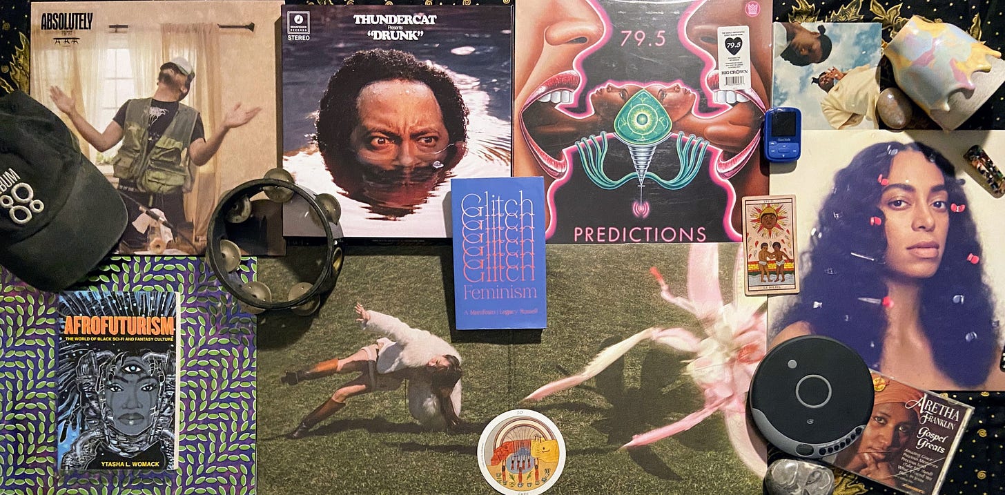  a multimedia collage of albums, books, and more to encompass an understanding of Tay's influences and artistic perspective