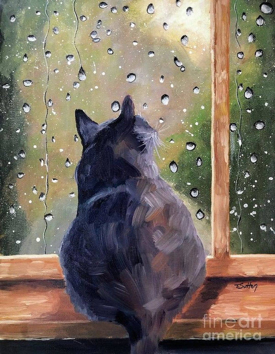 Grey Cat on a Rainy Windowsill Painting / Giclee Print of Original Oil  Painting by T. Sutton / Cat Fancier's Wall Art / Gift for Cat Lover - Etsy