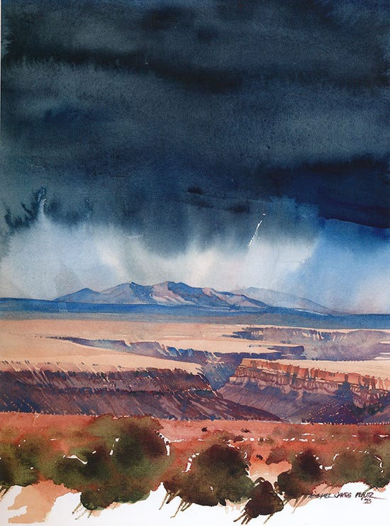 Rio Grande Gorge, Taos, NM, 1993 © Michael James Plautz Watercolor © Michael James Plautz