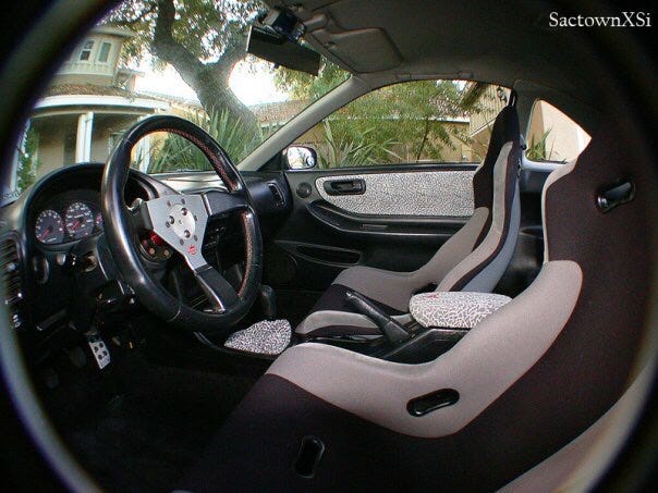 Elephant Print interior of my Acura Integra in the early 2000s.