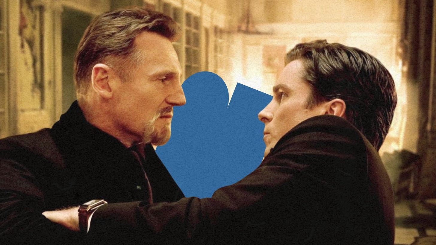 Ra's al Ghul (Liam Neeson) confronts Bruce Wayne (Christian Bale) in BATMAN BEGINS | Batman Character Analysis Ra's al Ghul (Liam Neeson) confronts Bruce Wayne (Christian Bale) in BATMAN BEGINS | Batman Character Analysis
