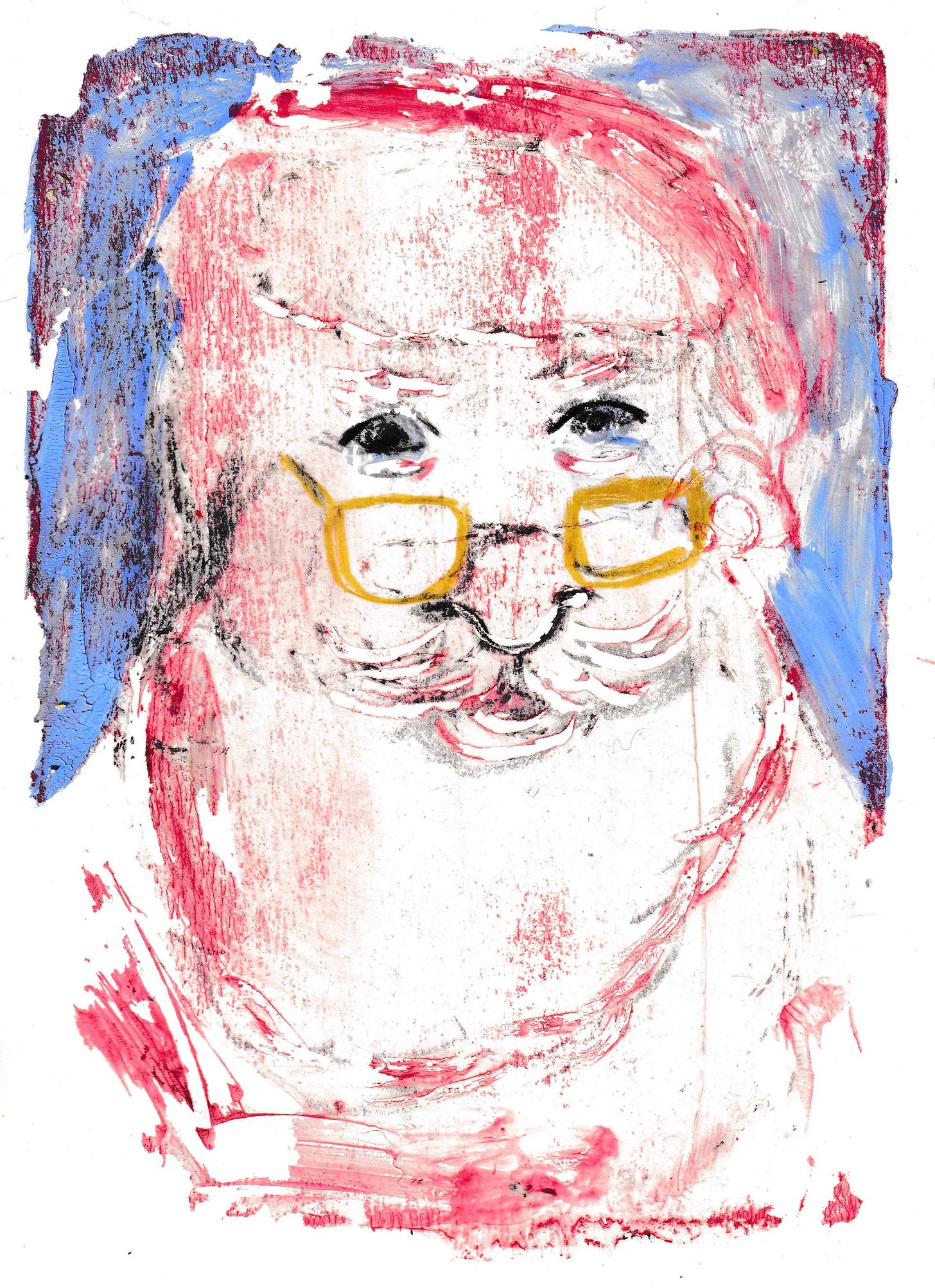 gel print of Santa Claus by Beth Spencer