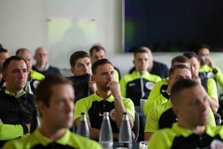 Match officials during one of their fortnightly training session at St George’s Park. Match officials during one of their fortnightly training session at St George’s Park.