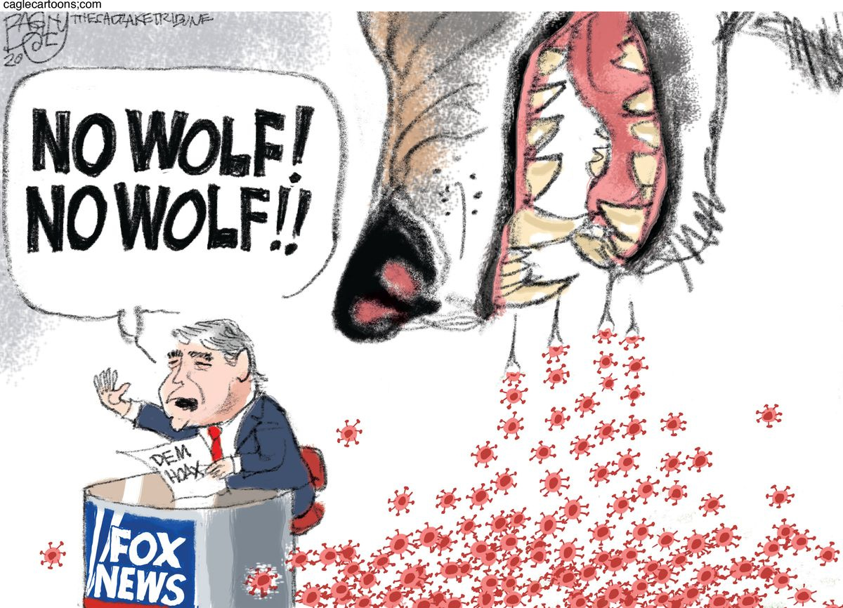 Editorial Cartoon U.S. coronavirus wolf Fox News Hannity coronavirus | The Week Editorial Cartoon U.S. coronavirus wolf Fox News Hannity coronavirus | The Week