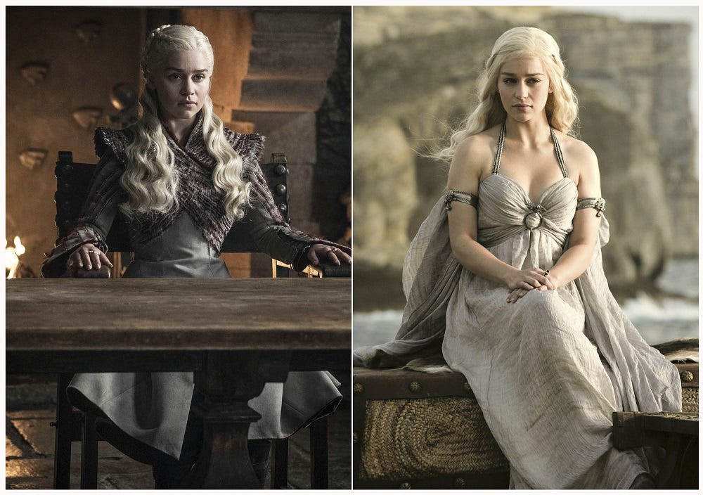emilia clarke as daenerys targaryen in game of thrones before and after 2019 emilia clarke as daenerys targaryen in game of thrones before and after 2019