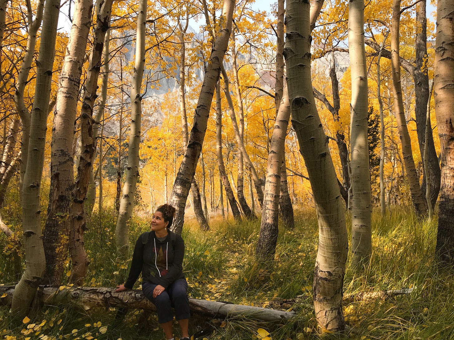 Valerie Cantella in forest of fall colors