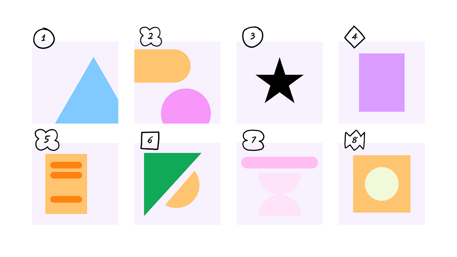 Tile design of different shapes and colors